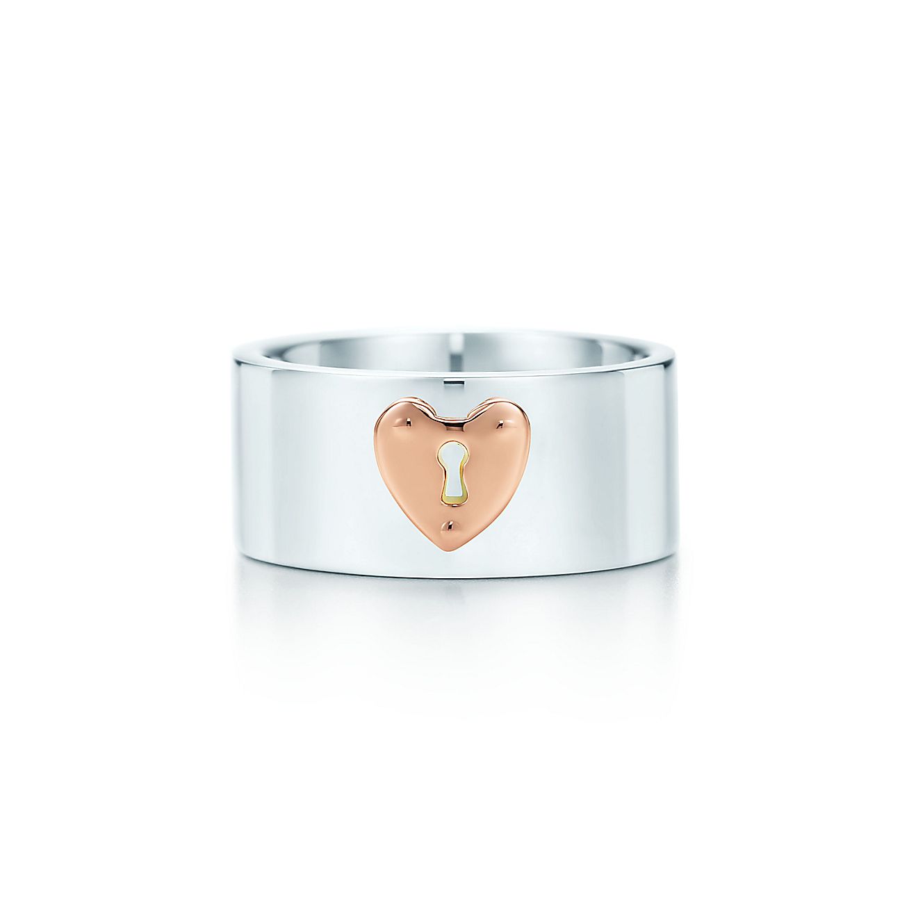 Tiffany Locks heart lock ring in sterling silver and 18k rose gold