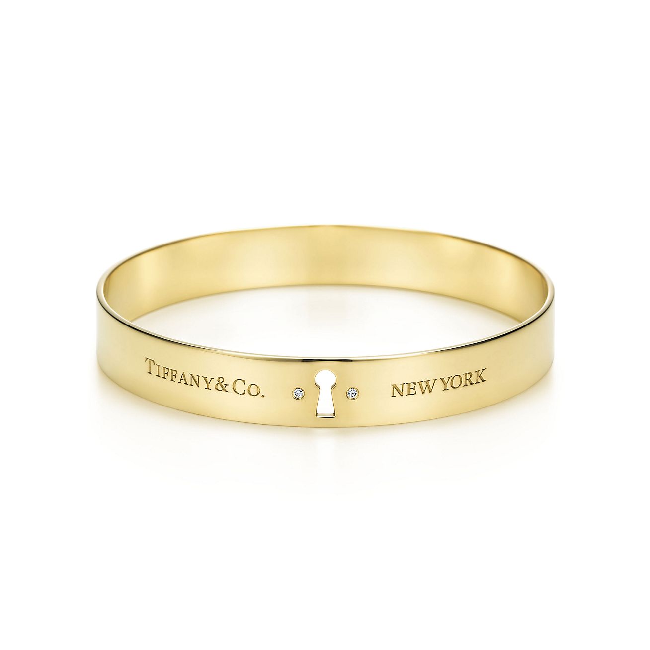 Tiffany Locks Bangle In 18k Gold With Diamonds, Medium. | Tiffany & Co.