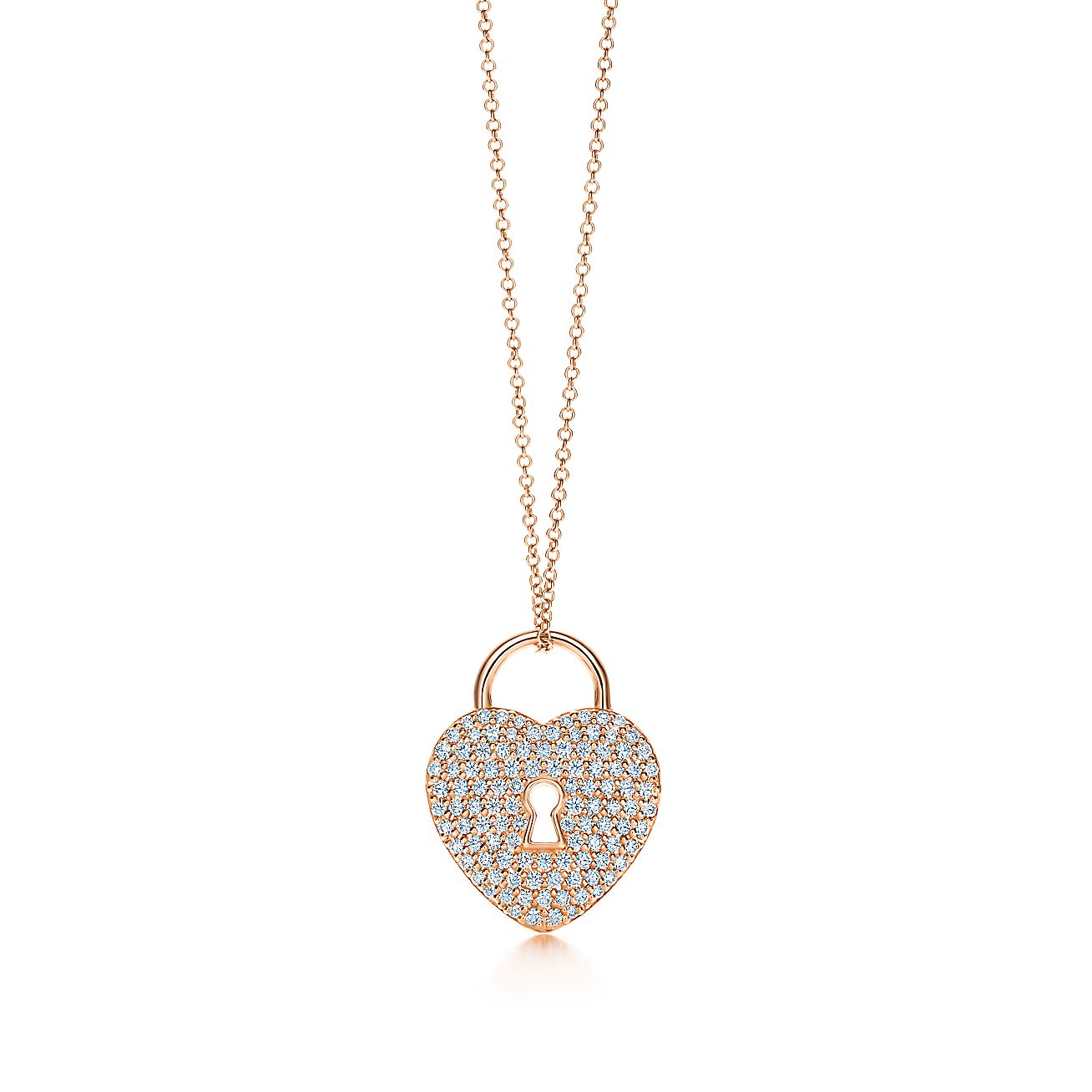Tiffany Locks heart lock pendant in 18k rose gold with diamonds, large