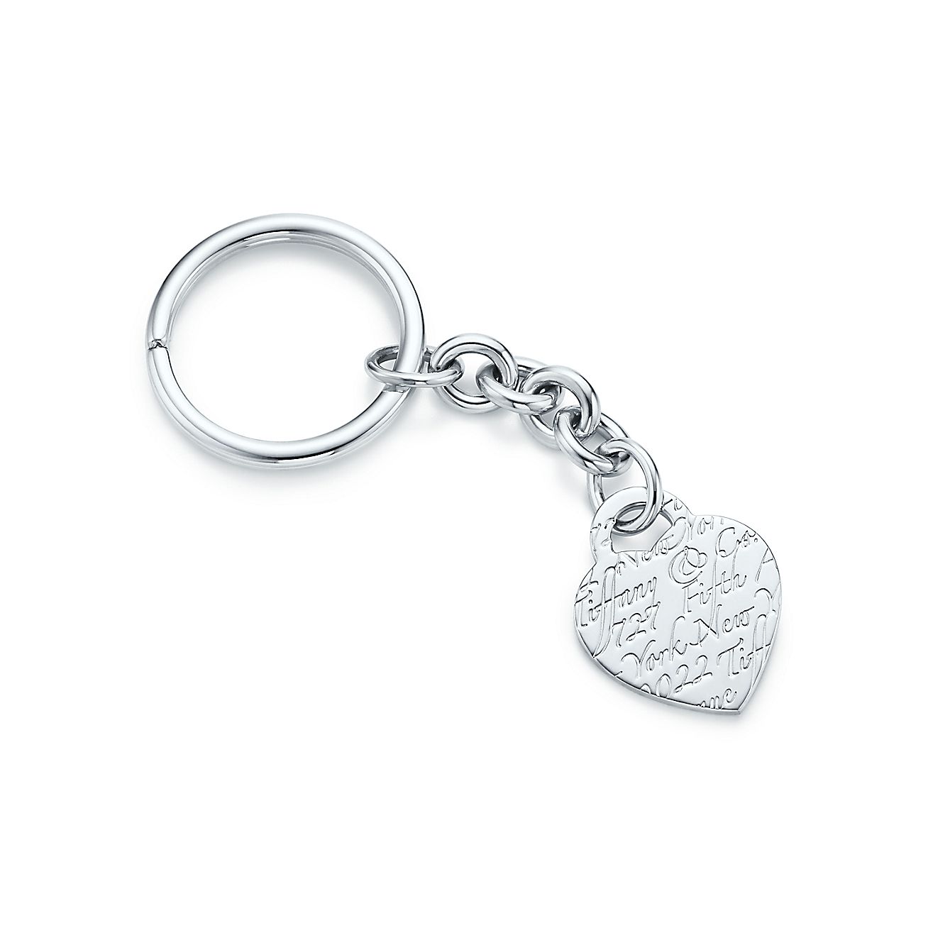 Tiffany Notes dangle key ring in sterling silver. Tiffany & Co.