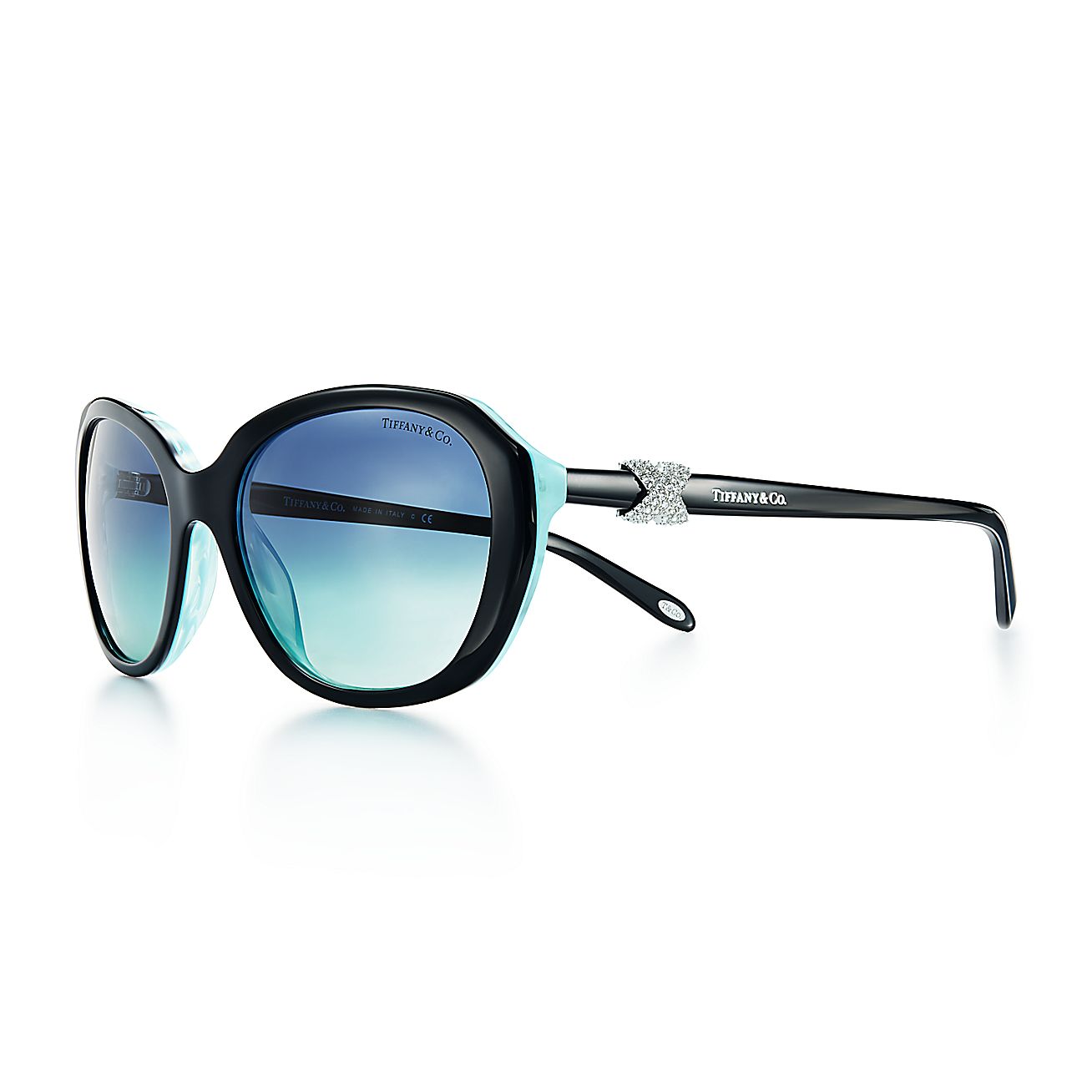 Tiffany Signature™ modified square sunglasses in black and Tiffany Blue