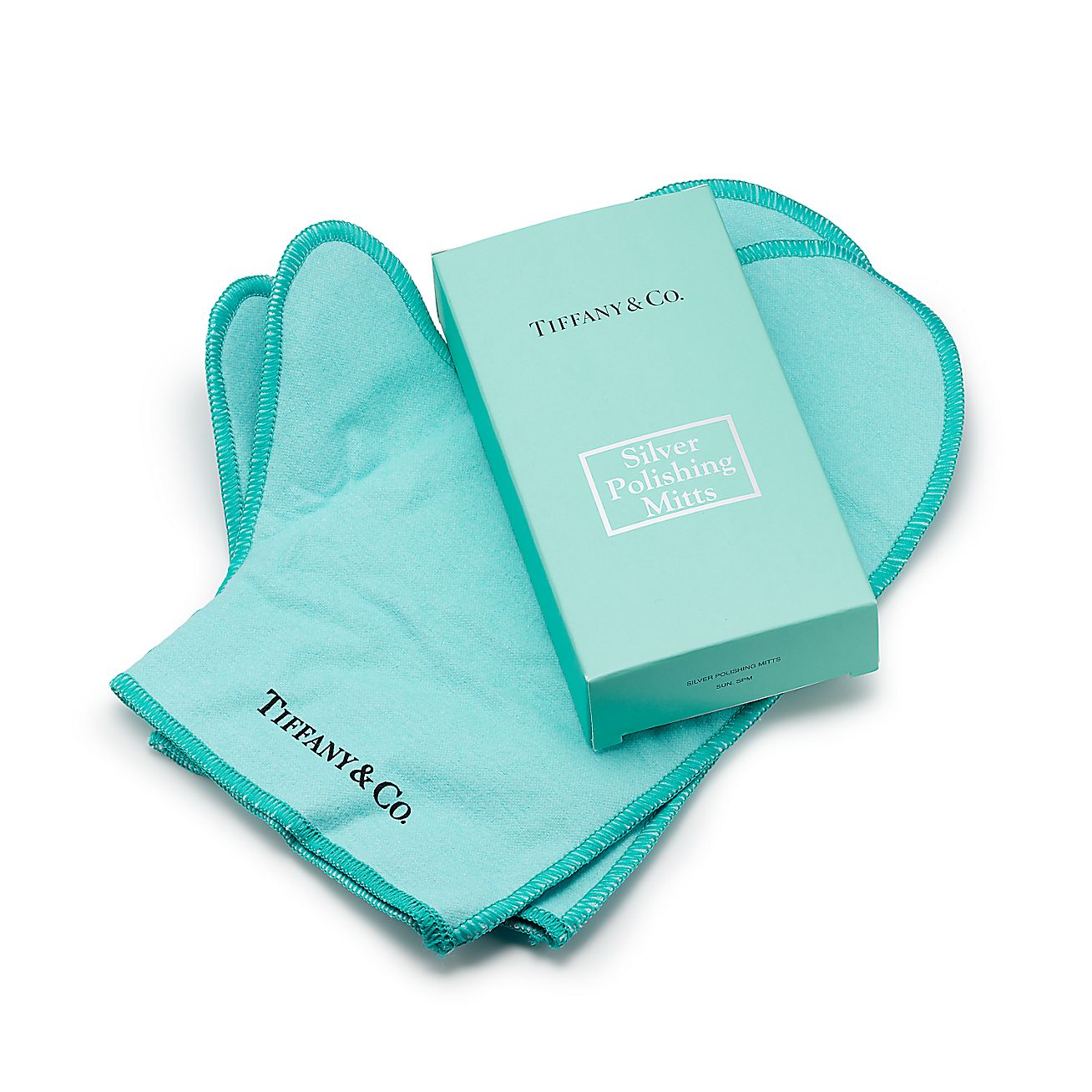 Tiffany Silver Polishing Mitts in Tiffany Blue® fabric. Tiffany & Co.