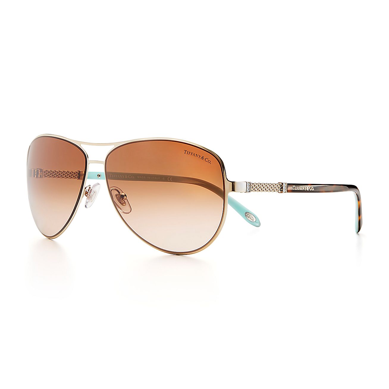 Tiffany Somerset™ aviator sunglasses in pale goldcolored metal and