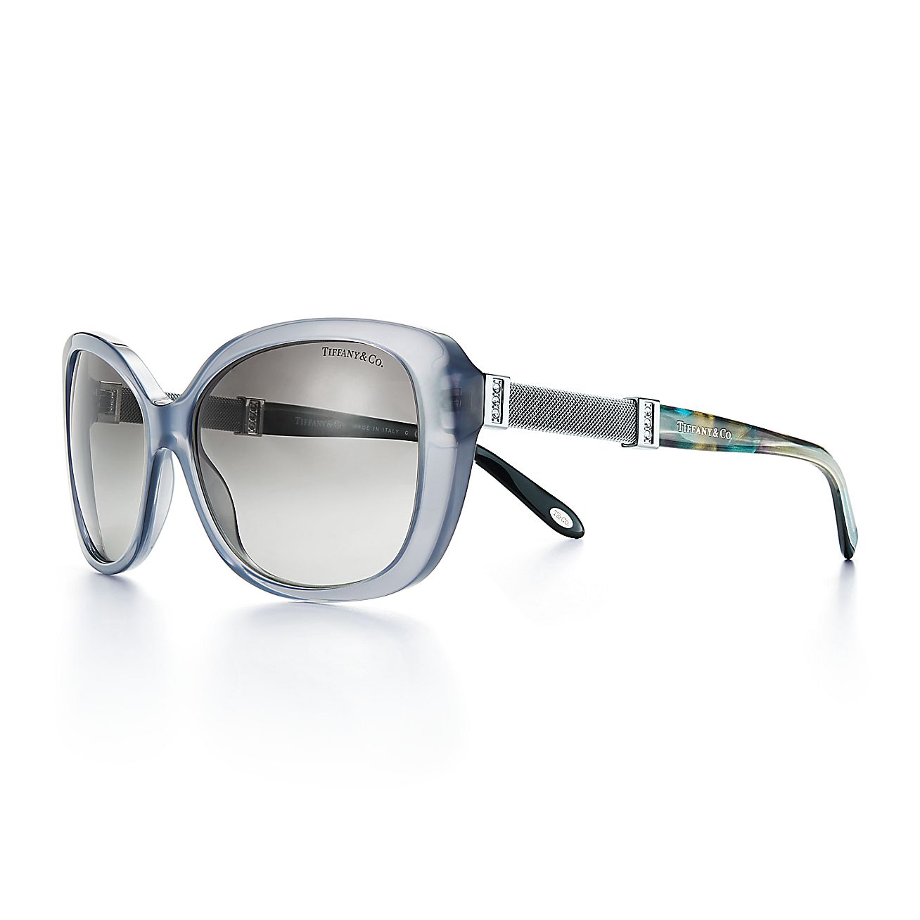 Tiffany Somerset™ cat eye sunglasses in matte gray and iridescent black