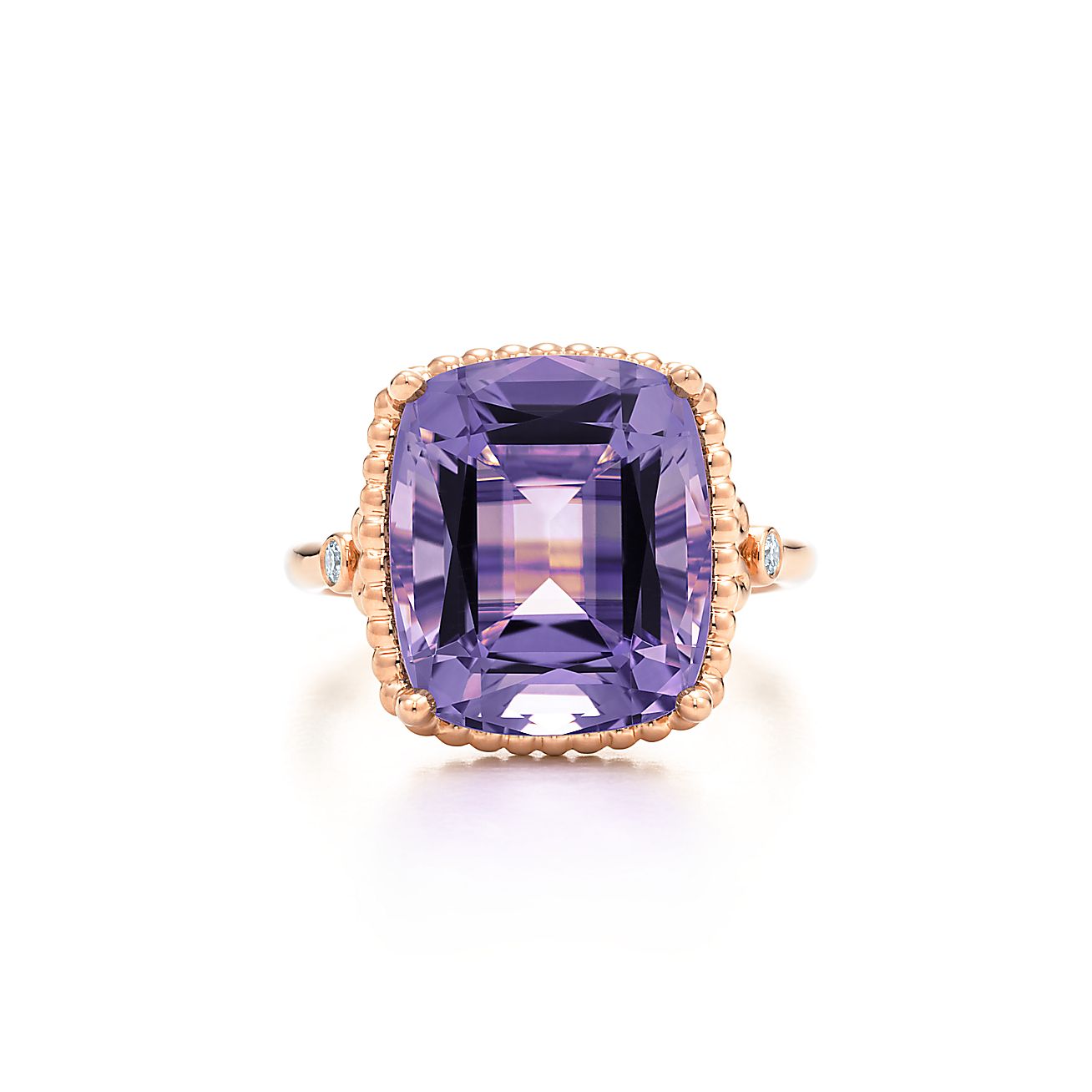 Tiffany Sparklers lavender amethyst ring in 18k rose gold with diamonds