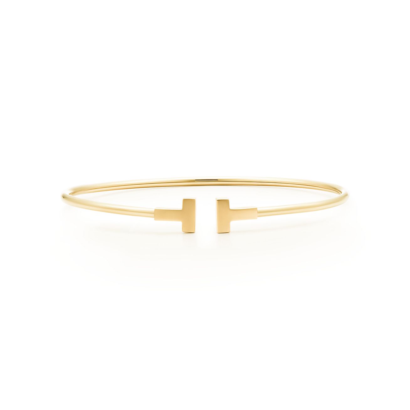 Tiffany T Narrow Wire Bracelet In 18k Gold, Medium. | Tiffany & Co.