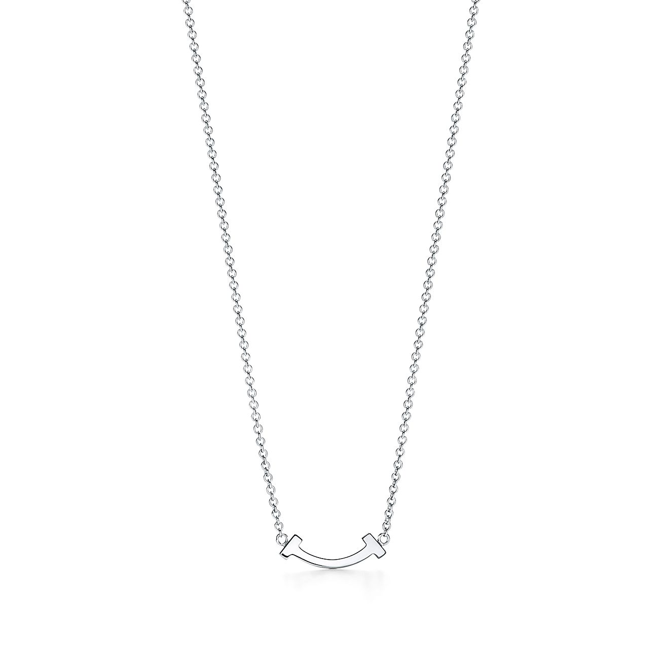 Tiffany T smile pendant in 18k white gold, mini. | Tiffany & Co.