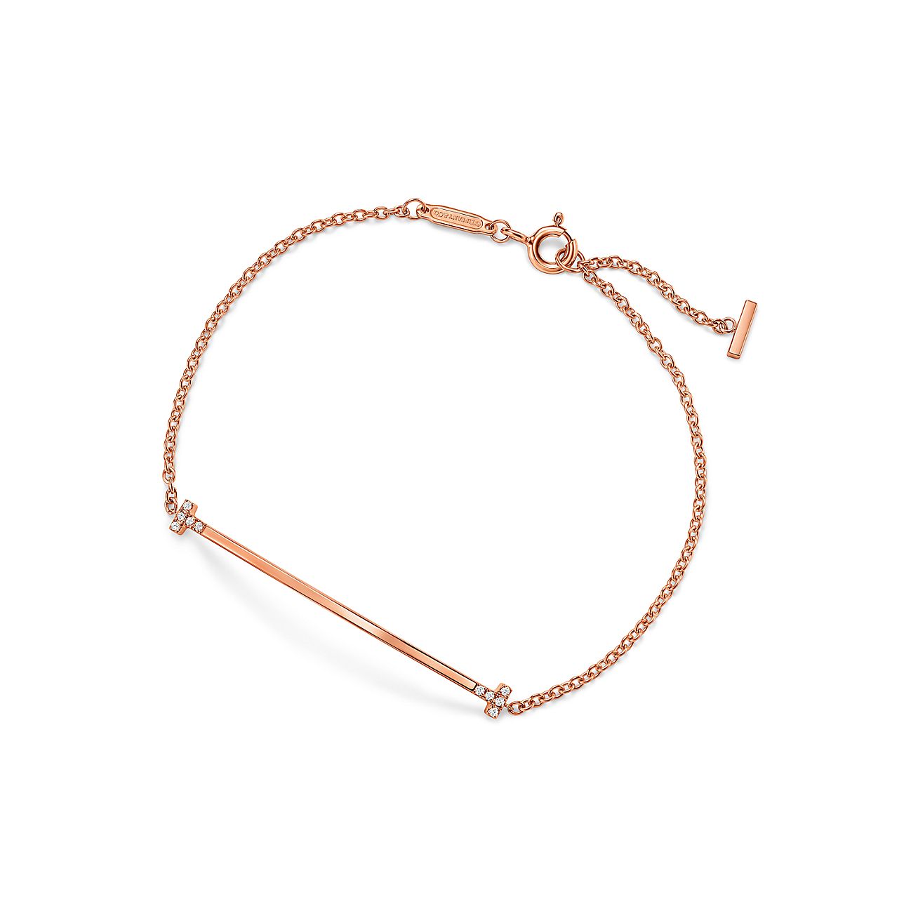 【Tiffany & Co】Tiffany T Smile チェーン ブレスレット Tiffany T Smile Small Bracelet in Rose Gold with Diamonds