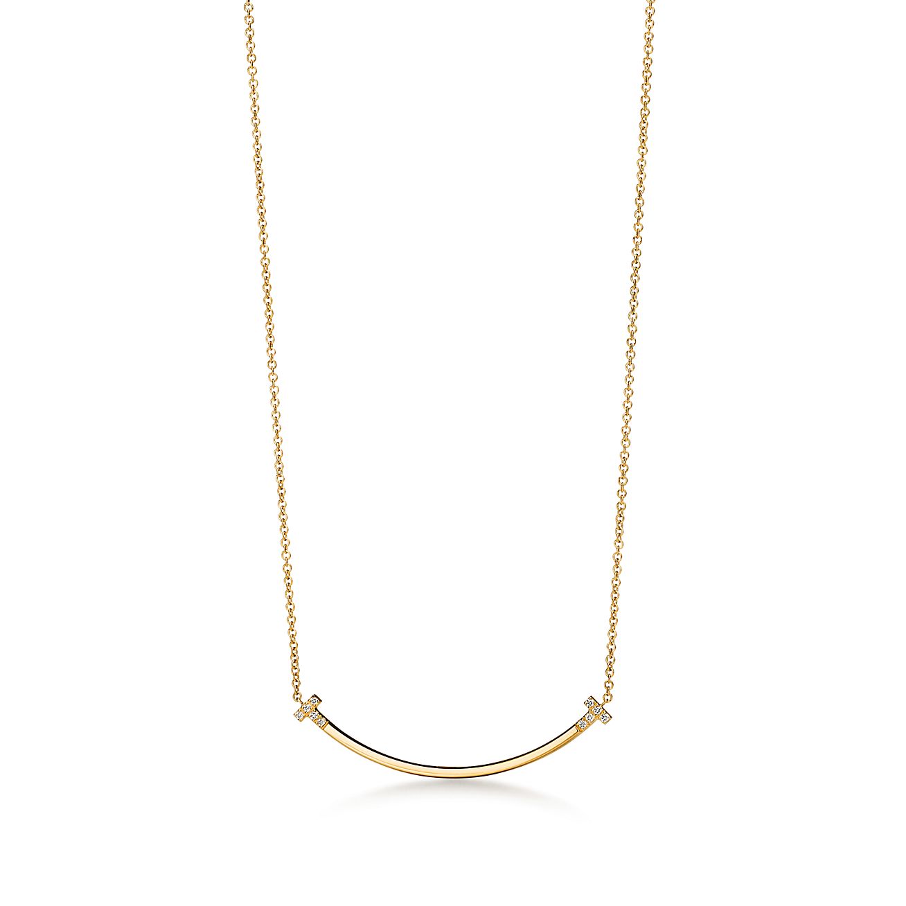 Tiffany T Smile Small Pendant in Yellow Gold with Diamonds | Tiffany & Co.  US