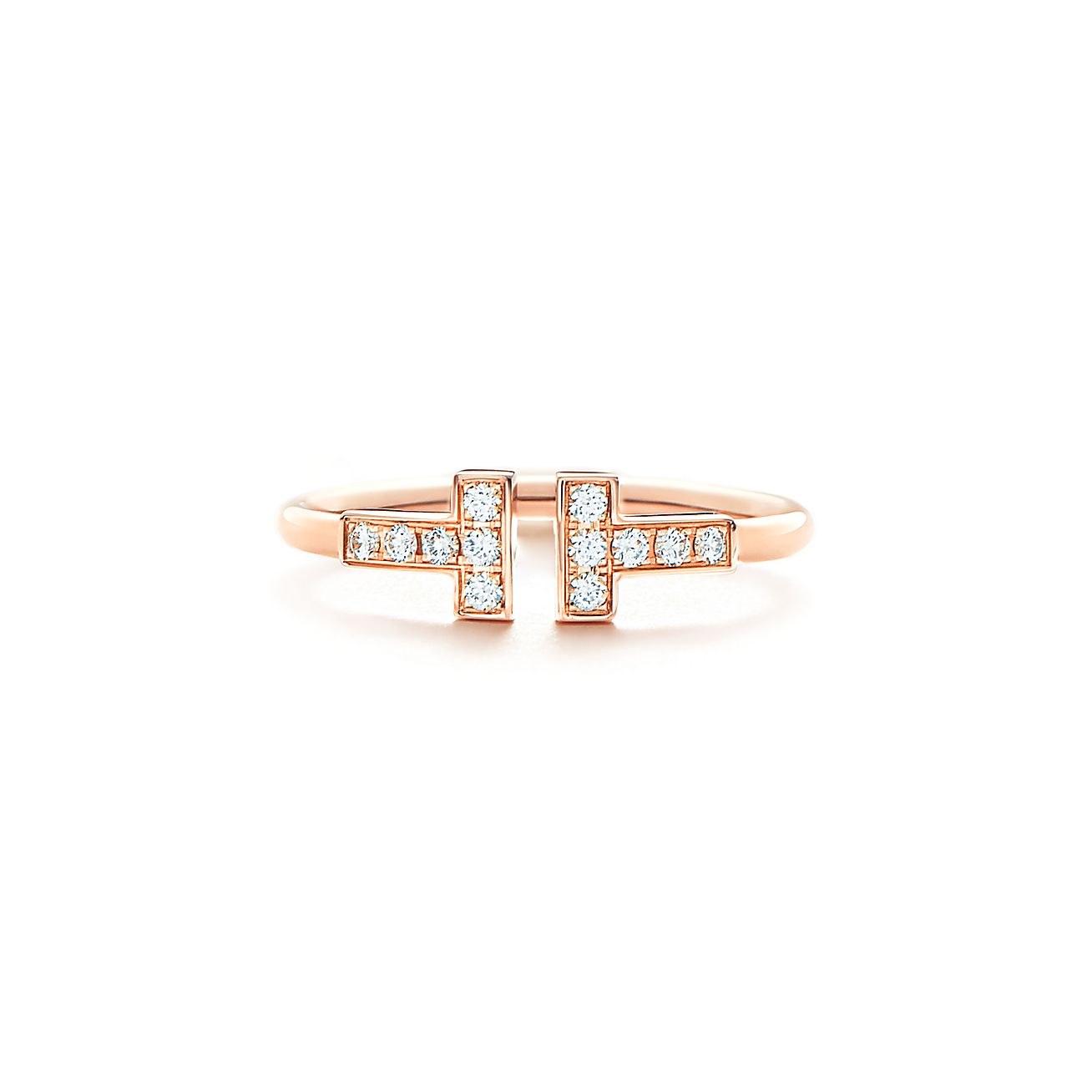 Tiffany T wire ring in 18k rose gold with diamonds. Tiffany & Co.