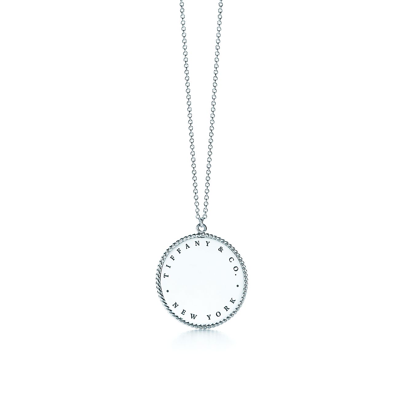 Tiffany Twist round pendant in sterling silver, extra large. Tiffany