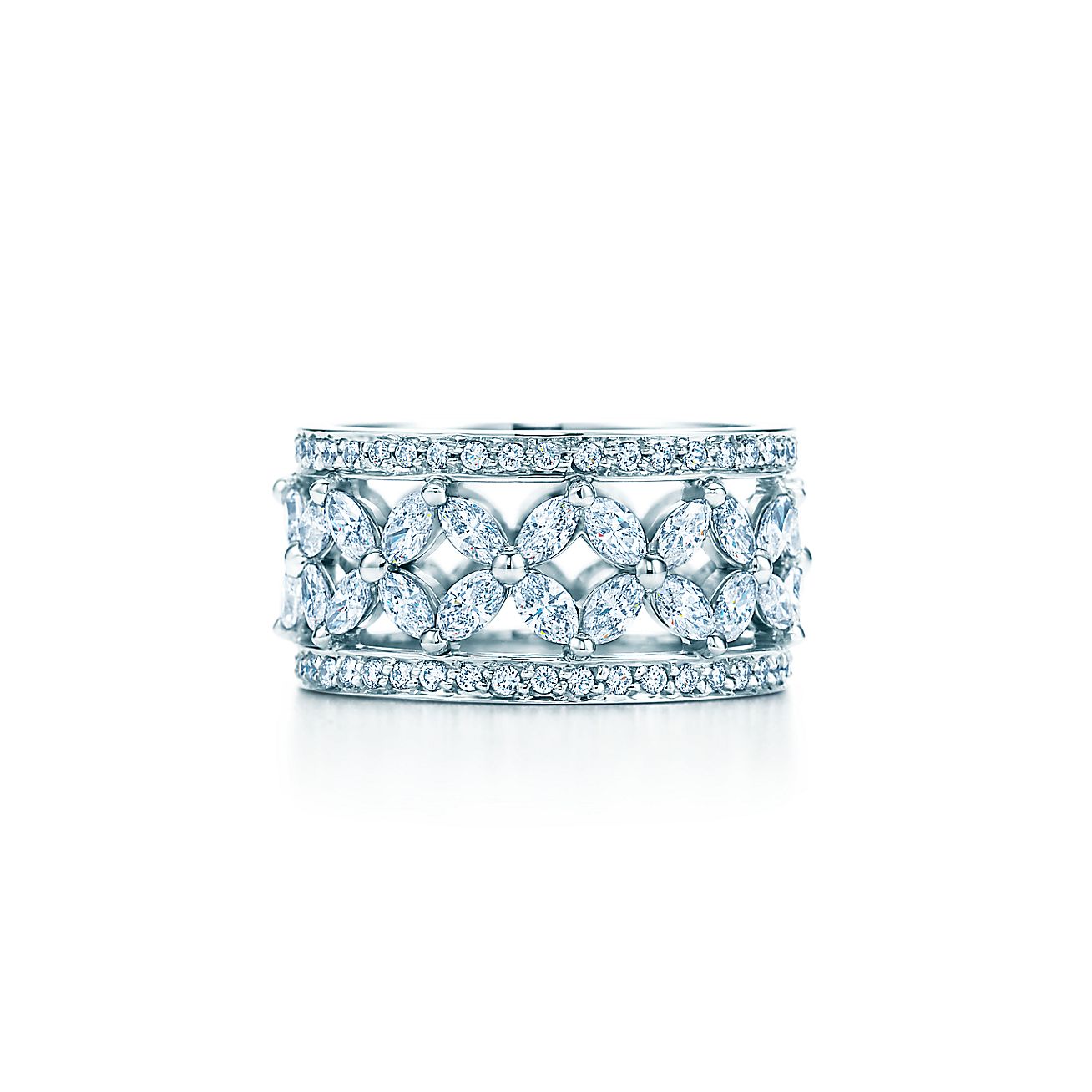 Tiffany Victoria® band ring in platinum with diamonds. Tiffany & Co.