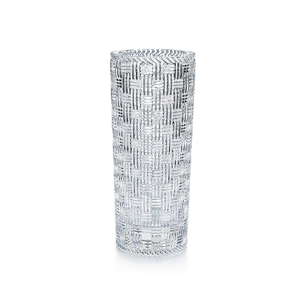Woven cylinder vase in crystal. Tiffany & Co.