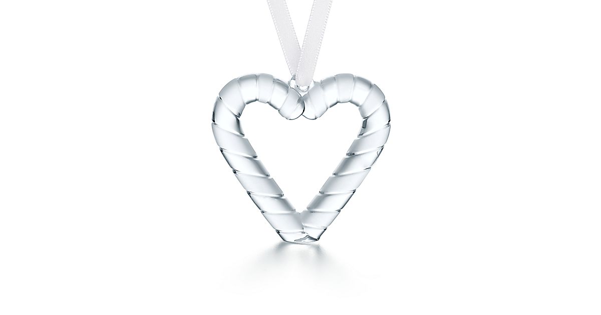 Candy cane heart ornament in crystal. Tiffany & Co.