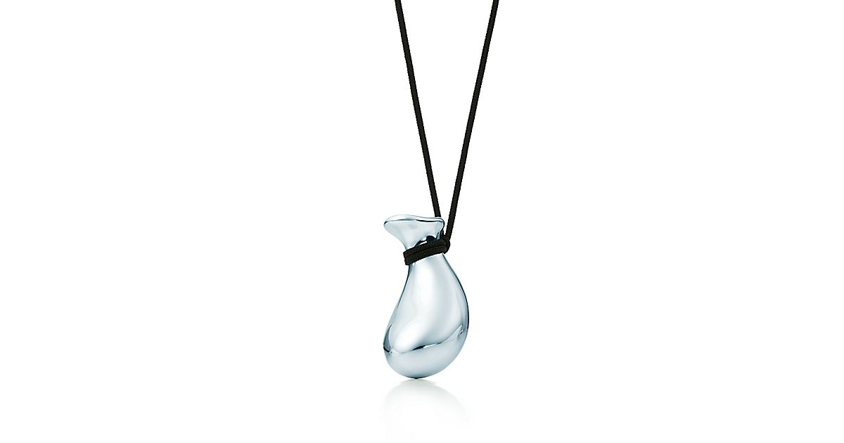 Elsa Peretti® Bottle Jug Pendant In Silver On A Black Silk Cord, Medium 