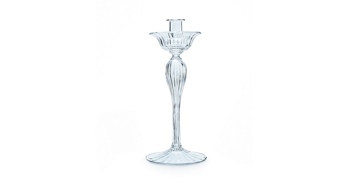 Fluted candlestick in handblown glass. Tiffany & Co.
