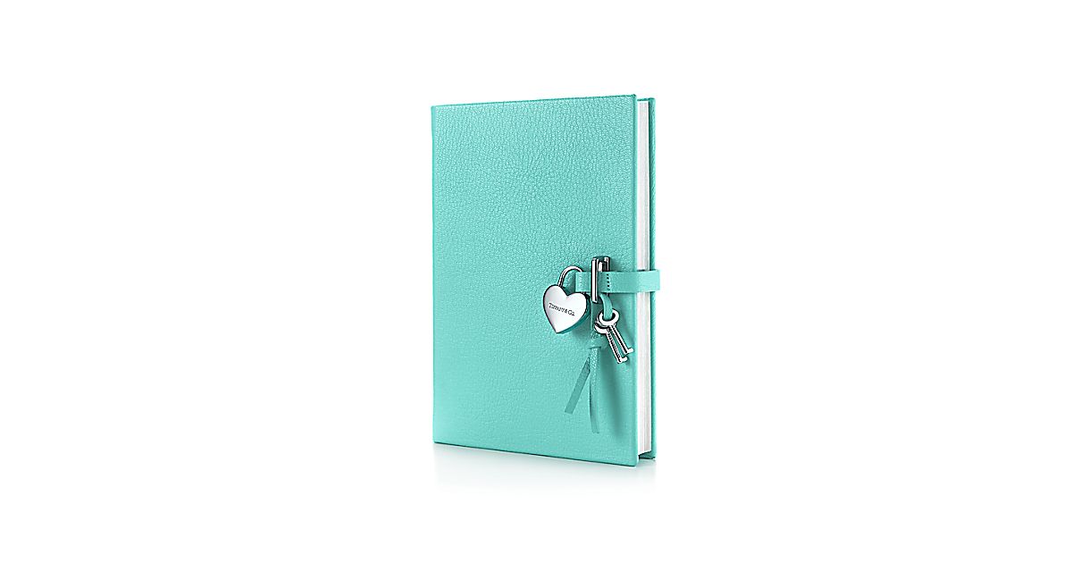 Heart lock diary in Tiffany Blue grain leather. More colors available