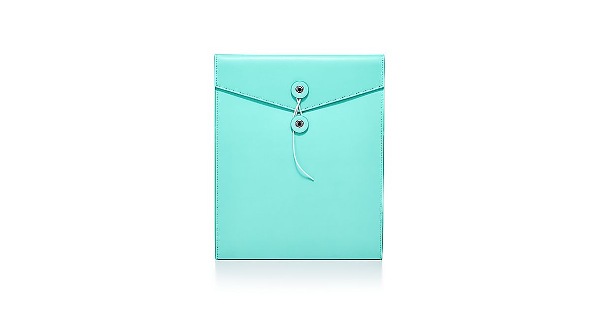 Interoffice envelope in Tiffany Blue® smooth calfskin leather, large