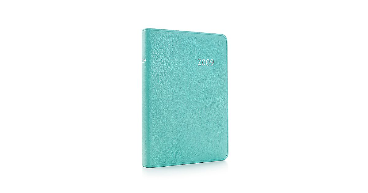 Diary in Tiffany Blue® leather with day view calendar. Tiffany & Co.