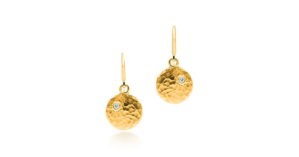 Paloma Picasso® Hammered Circles Drop Earrings In 18k Gold With 