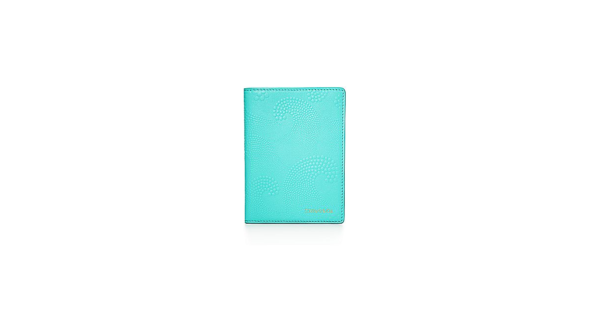 Passport cover in Tiffany Blue® leather. More colors available