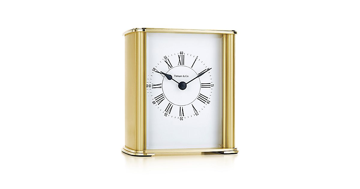 Rectangular mantel clock in brass. Tiffany & Co.