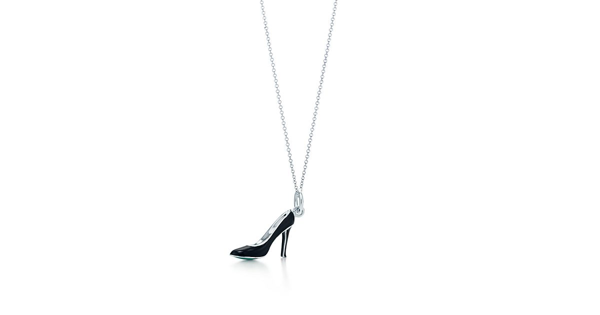 Shoe charm in silver with black and Tiffany Blue® enamel finish, on a