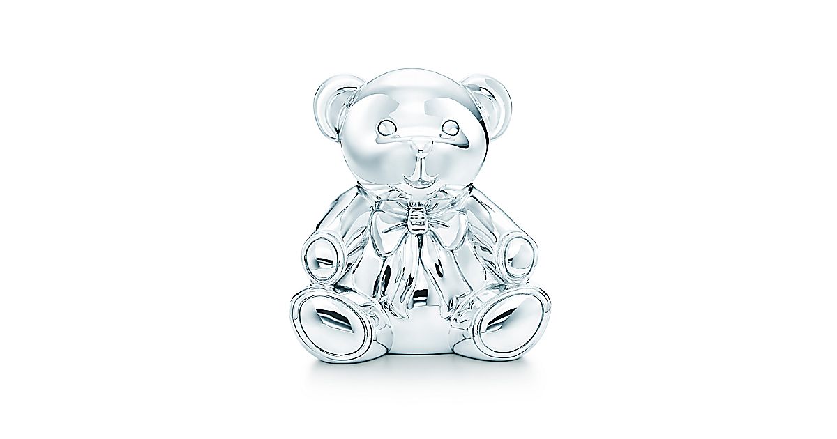 silver teddy bear piggy bank