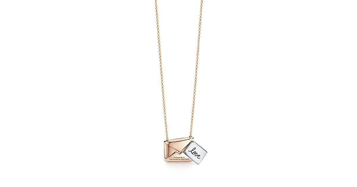 18k Rose Gold Love letter Pendant Necklace Tiffany & Co. Tiffany & Co.