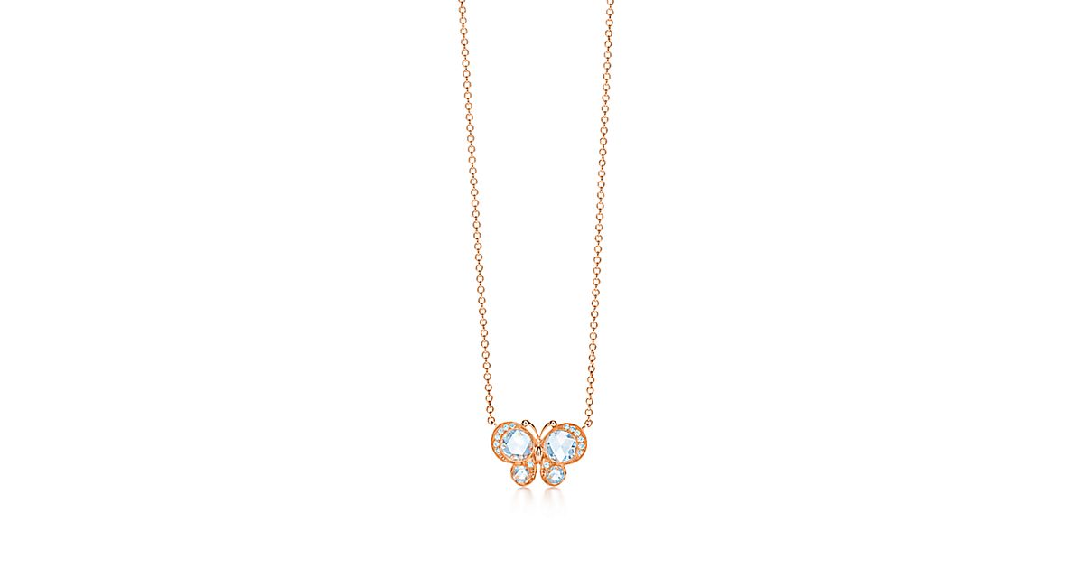 Tiffany Enchant® butterfly pendant in 18k rose gold with diamonds
