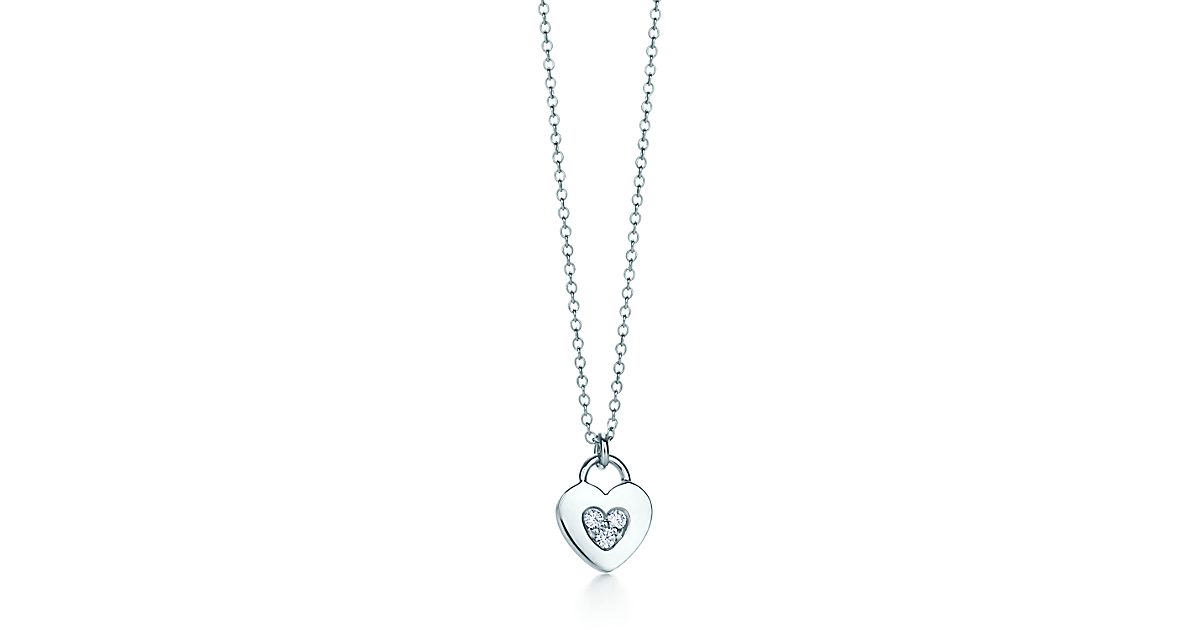 Tiffany Locks heart lock pendant in 18k white gold with diamonds, mini