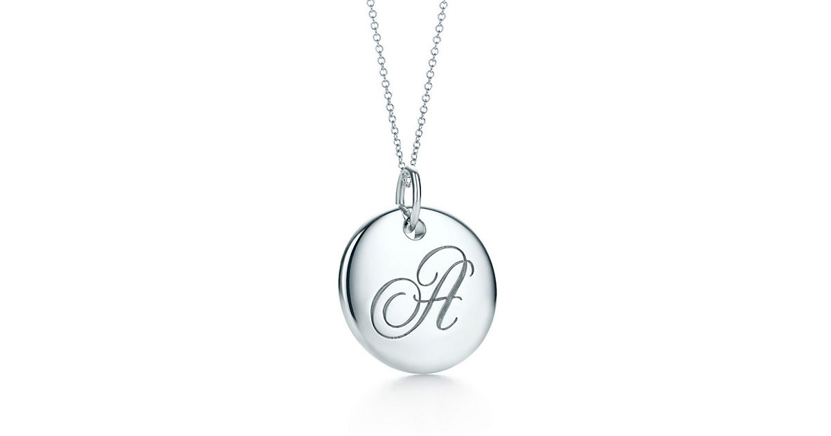 Tiffany Notes Alphabet Disc Charm In Silver On A Chain. Letters A-Z ...