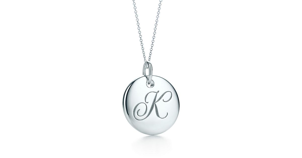 Tiffany Notes Alphabet Disc Charm In Silver On A Chain. Letters A-Z ...