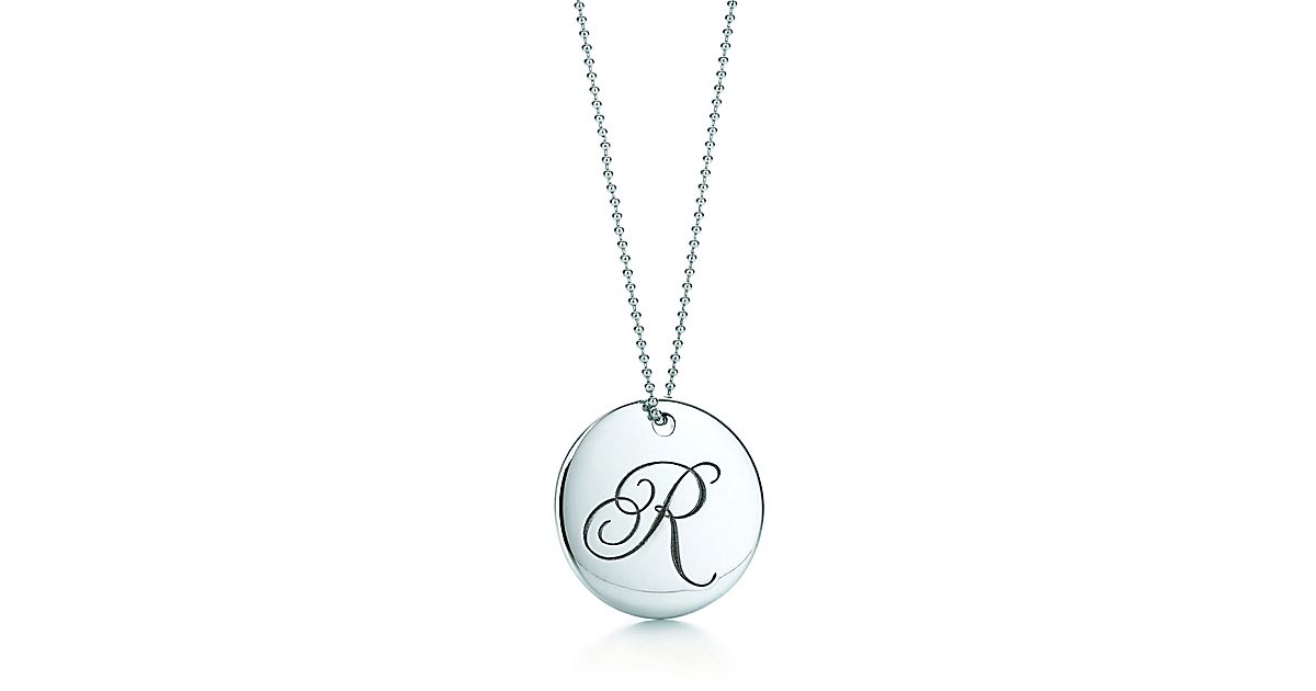 Tiffany Notes Letter R Round Pendant In Sterling Silver Tiffany Co 
