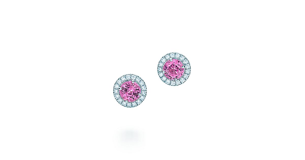 Tiffany Soleste® earrings in platinum with pink sapphires and diamonds