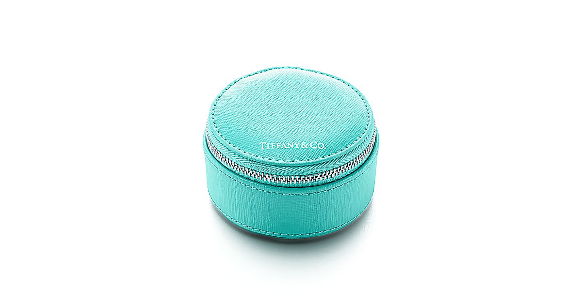 Zip jewelry case in Tiffany Blue® textured leather, small. Tiffany & Co.
