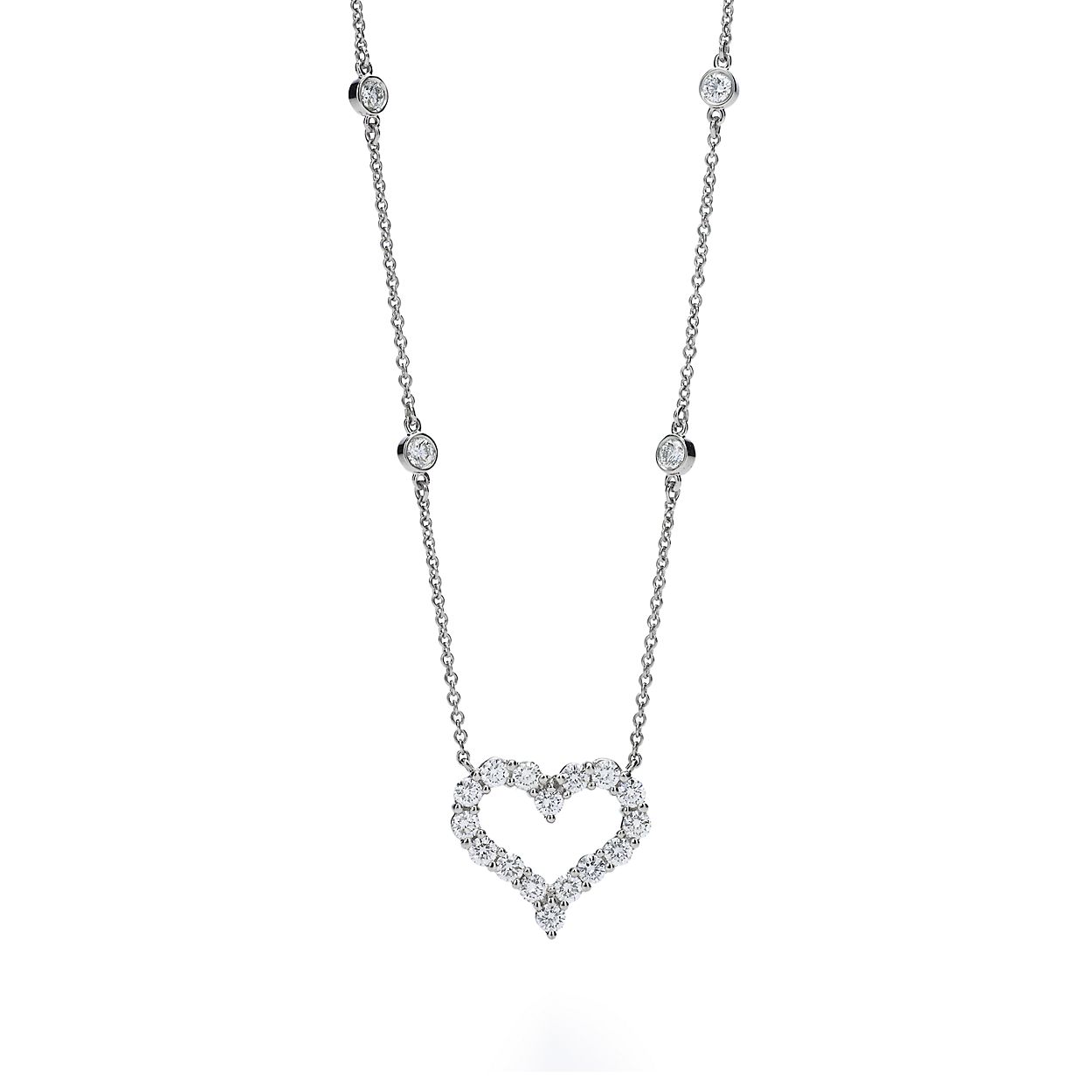 Tiffany Hearts Necklace With Diamonds In Platinum Co Tiffany Hearts Necklace