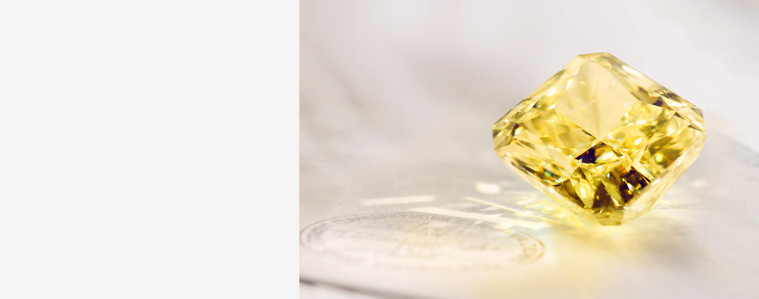 Oval Fancy Intense Yellow diamond necklace in platinum with white