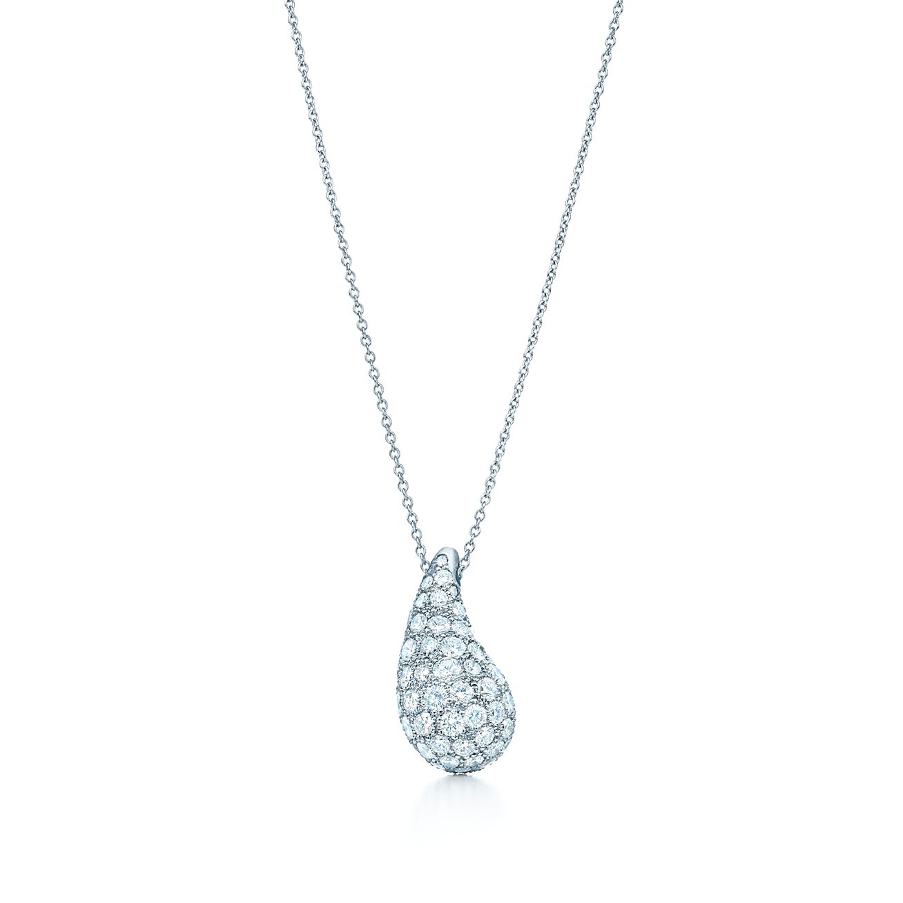 Elsa Peretti Teardrop Pendant In Platinum With Pavé Diamonds Elsa Peretti Teardrop Diamond Pendant