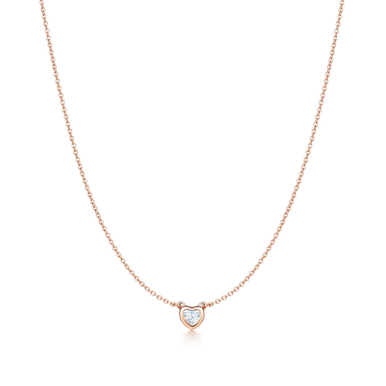Elsa Peretti Diamonds By The Yard Heart Necklace In 18k Rose Gold