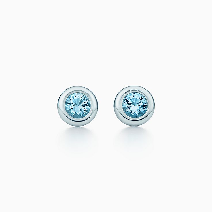 スタッドピアス アクアマリン スターリング シルバー | Tiffany & Co.