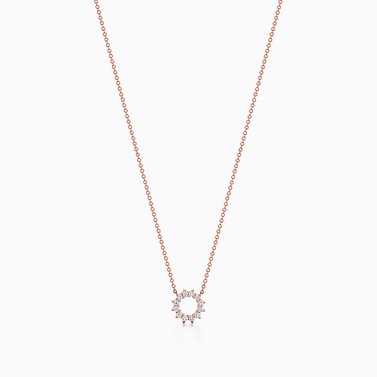 オープン サークル ペンダント（ミニ）ダイヤモンド 18K ローズ