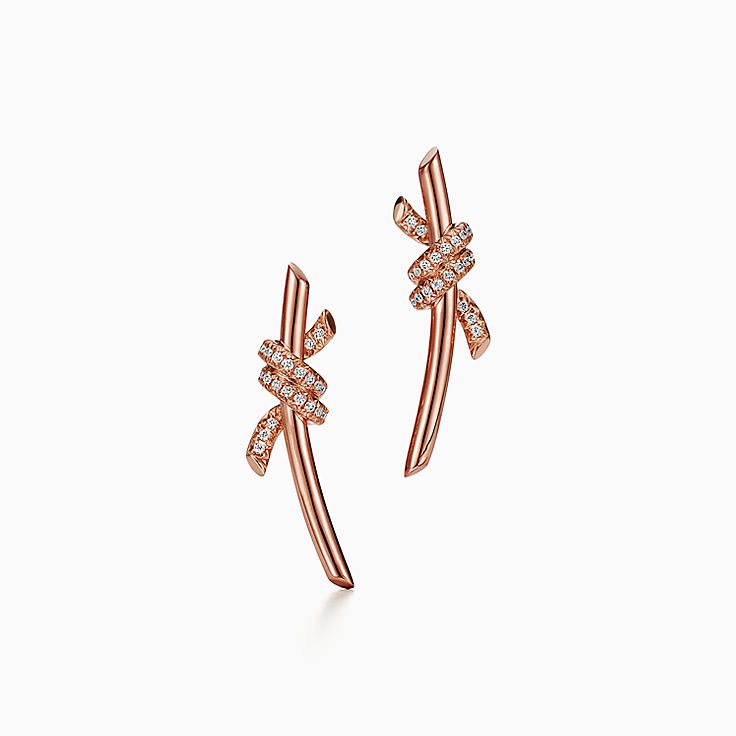 ティファニー ノット ピアス ダイヤモンド ローズゴールド | Tiffany & Co