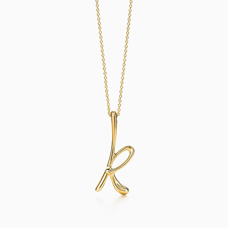 Tiffany ティファニー 18k イニシャルレターネックレス K Tiffany & Co. - ティファニー レターTネックレス イニシャル