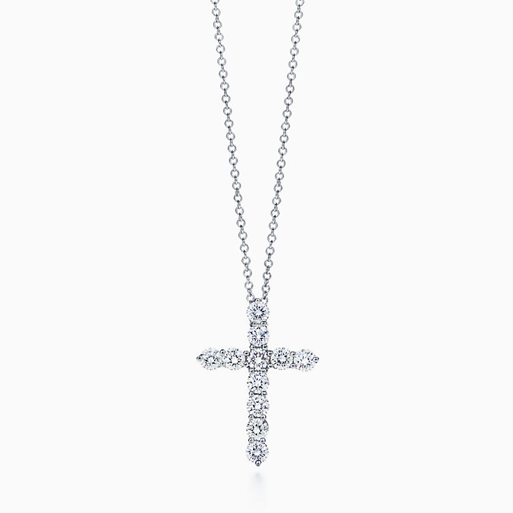 クロス ペンダント（ミディアム）ダイヤモンド プラチナ | Tiffany & Co