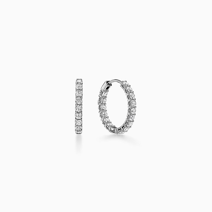 フープ ピアス（ミディアム）ダイヤモンド プラチナ | Tiffany & Co