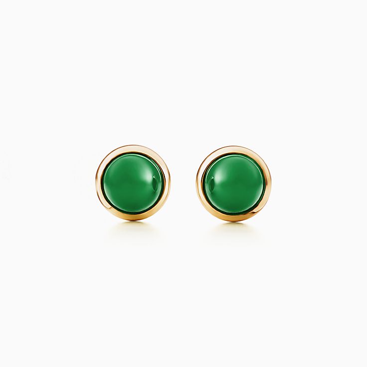 エルサ・ペレッティ カボション ピアス グリーン ジェード（翡翠）18K 