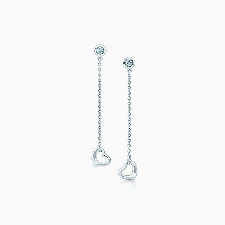 エルサ ペレッティ ダイヤモンド バイ ザ ヤード オープン ハート ピアス スターリングシルバー Tiffany Co エルサ ペレッティ ダイヤモンド バイ ザ ヤード オープン ハート ピアス スターリングシルバー Tiffany Co