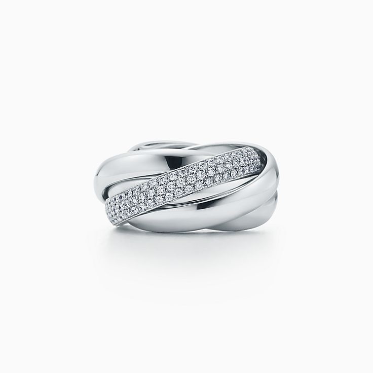 パロマ メロディ 5バンド リング ダイヤモンド 18Kホワイトゴールド | Tiffany & Co.