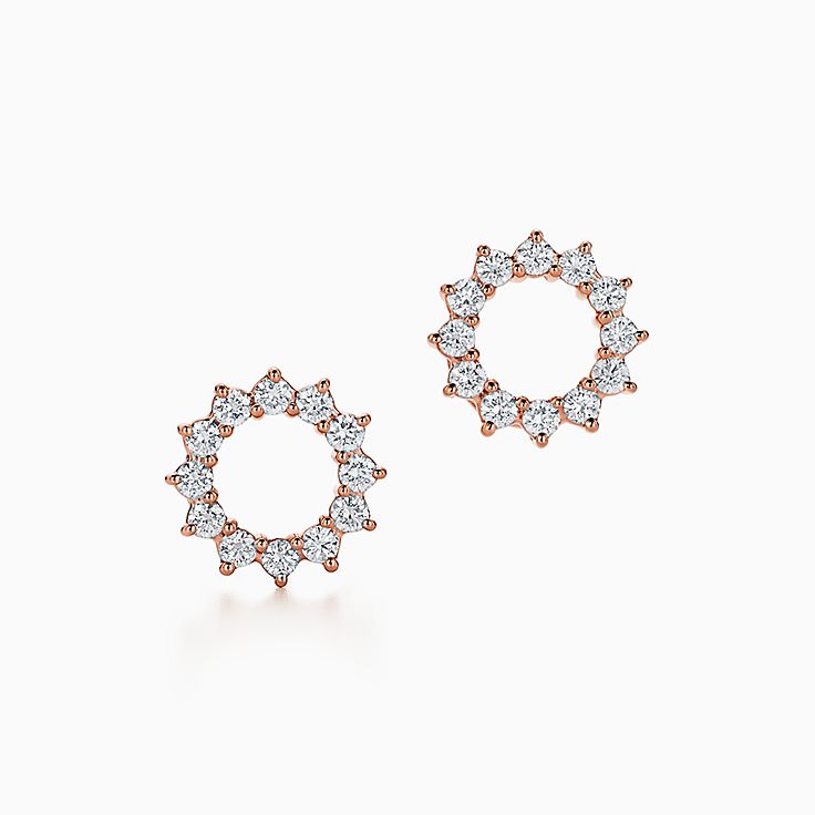 オープン サークル ピアス ダイヤモンド 18Kローズゴールド | Tiffany 